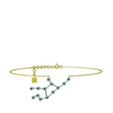 Virgo Halhal - Yeşil kuvars 18 ayar beyaz altın bilezik (20 cm altın rolo zincir) #1nppesq