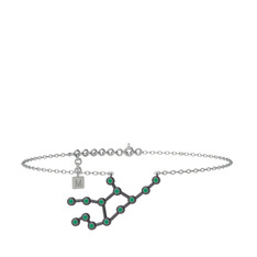 Virgo Halhal - Kök zümrüt 925 ayar siyah rodyum kaplama gümüş bilezik (20 cm beyaz altın rolo zincir) #1qchwv0