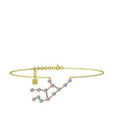 Virgo Halhal - Akuamarin 18 ayar rose altın bilezik (20 cm altın rolo zincir) #1qnpayp