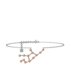 Virgo Halhal - Swarovski 18 ayar rose altın bilezik (20 cm gümüş rolo zincir) #1s5pcwy