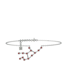 Garnet 925 ayar gümüş bilezik (20 cm beyaz altın rolo zincir)