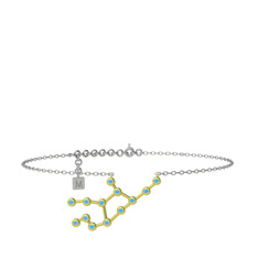 Virgo Halhal - Akuamarin 8 ayar altın bilezik (20 cm beyaz altın rolo zincir) #1vs29so