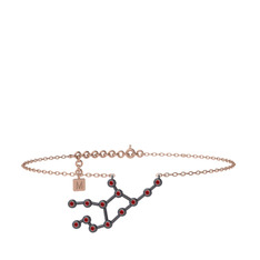 Virgo Halhal - Garnet 925 ayar siyah rodyum kaplama gümüş bilezik (20 cm rose altın rolo zincir) #1x5w5mq