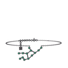 Virgo Halhal - Kök zümrüt 925 ayar siyah rodyum kaplama gümüş bilezik (20 cm gümüş rolo zincir) #1ye8pn