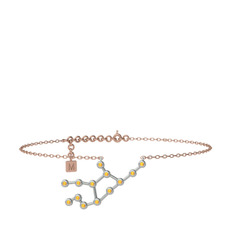 Virgo Halhal - Sitrin 8 ayar beyaz altın bilezik (20 cm gümüş rolo zincir) #1z0iz5a