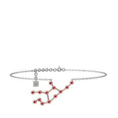 Virgo Halhal - Rodolit garnet 14 ayar rose altın bilezik (20 cm beyaz altın rolo zincir) #48q9cj