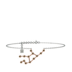 Virgo Halhal - Peridot 925 ayar rose altın kaplama gümüş bilezik (20 cm beyaz altın rolo zincir) #8vu4df