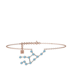 Virgo Halhal - Akuamarin 18 ayar beyaz altın bilezik (20 cm gümüş rolo zincir) #9b2cpo