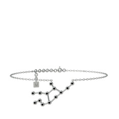Virgo Halhal - Siyah zirkon 14 ayar beyaz altın bilezik (20 cm beyaz altın rolo zincir) #a5abml