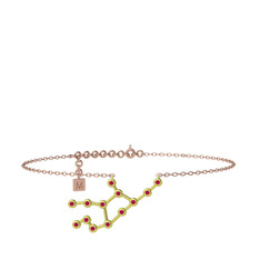 Virgo Halhal - Rodolit garnet 18 ayar altın bilezik (20 cm gümüş rolo zincir) #axcnk