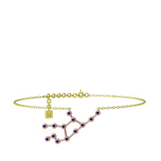 Virgo Halhal - Lab safir 8 ayar rose altın bilezik (20 cm altın rolo zincir) #axym6g
