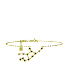 Virgo Halhal - Siyah zirkon 8 ayar altın bilezik (20 cm gümüş rolo zincir) #csyhku