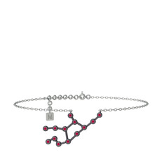 Virgo Halhal - Rodolit garnet 925 ayar siyah rodyum kaplama gümüş bilezik (20 cm beyaz altın rolo zincir) #cygnqh
