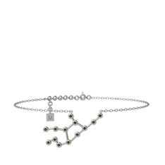 Virgo Halhal - Peridot 14 ayar beyaz altın bilezik (20 cm beyaz altın rolo zincir) #jpltit