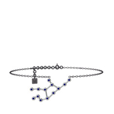 Virgo Halhal - Lab safir 925 ayar gümüş bilezik (20 cm gümüş rolo zincir) #kr3w1p