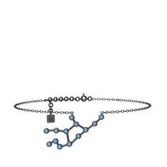 Virgo Halhal - Akuamarin 925 ayar siyah rodyum kaplama gümüş bilezik (20 cm gümüş rolo zincir) #maxl56