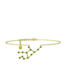Virgo Halhal - Yeşil kuvars 18 ayar altın bilezik (20 cm gümüş rolo zincir) #o0hker