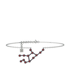 Virgo Halhal - Garnet 925 ayar siyah rodyum kaplama gümüş bilezik (20 cm gümüş rolo zincir) #offfc9