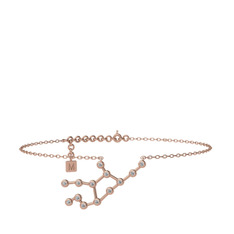 Beyaz zirkon 18 ayar rose altın bilezik (20 cm gümüş rolo zincir)
