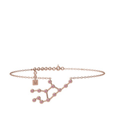 Pembe kuvars 925 ayar rose altın kaplama gümüş bilezik (20 cm gümüş rolo zincir)