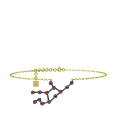 Virgo Halhal - Garnet 925 ayar siyah rodyum kaplama gümüş bilezik (20 cm altın rolo zincir) #sm5gdd
