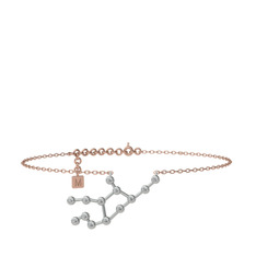 Virgo Halhal - Beyaz zirkon 8 ayar beyaz altın bilezik (20 cm gümüş rolo zincir) #ugwo3s