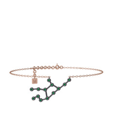 Yeşil kuvars 925 ayar siyah rodyum kaplama gümüş bilezik (20 cm gümüş rolo zincir)