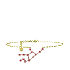 Virgo Halhal - Rodolit garnet 18 ayar rose altın bilezik (20 cm altın rolo zincir) #xhyyzp