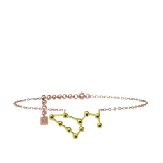 Peridot 925 ayar altın kaplama gümüş bilezik (20 cm rose altın rolo zincir)