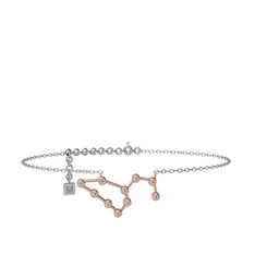 Leo Halhal - Swarovski 14 ayar rose altın bilezik (20 cm gümüş rolo zincir) #17e1khy
