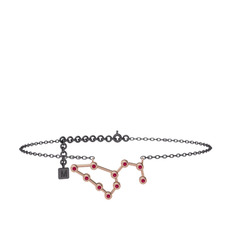 Rodolit garnet 14 ayar rose altın bilezik (20 cm gümüş rolo zincir)