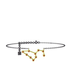 Garnet 925 ayar altın kaplama gümüş bilezik (20 cm gümüş rolo zincir)