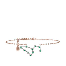 Leo Halhal - Kök zümrüt 14 ayar beyaz altın bilezik (20 cm rose altın rolo zincir) #1bm7gbf