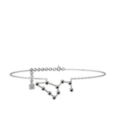 Leo Halhal - Siyah zirkon 925 ayar gümüş bilezik (20 cm gümüş rolo zincir) #1byp4u4