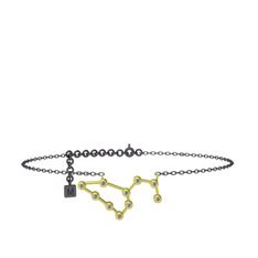 Leo Halhal - Pırlanta 14 ayar altın bilezik (0.11 karat, 20 cm gümüş rolo zincir) #1f5z68q