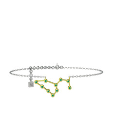 Kök zümrüt 925 ayar altın kaplama gümüş bilezik (20 cm beyaz altın rolo zincir)