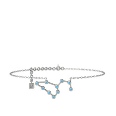 Leo Halhal - Akuamarin 8 ayar beyaz altın bilezik (20 cm gümüş rolo zincir) #1tbbm4p