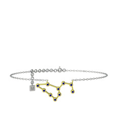 Lab safir 14 ayar altın bilezik (20 cm gümüş rolo zincir)