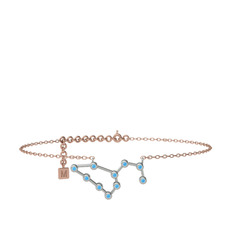 Leo Halhal - Akuamarin 14 ayar beyaz altın bilezik (20 cm rose altın rolo zincir) #1y6n79m