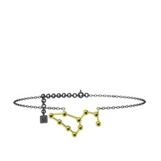 Leo Halhal - Peridot 14 ayar altın bilezik (20 cm gümüş rolo zincir) #1y738q4