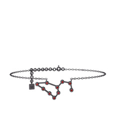 Garnet 925 ayar siyah rodyum kaplama gümüş bilezik (20 cm gümüş rolo zincir)