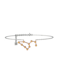 Leo Halhal - Sitrin 8 ayar rose altın bilezik (20 cm beyaz altın rolo zincir) #443a8j