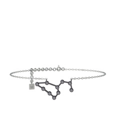 Leo Halhal - Pırlanta 925 ayar siyah rodyum kaplama gümüş bilezik (0.11 karat, 20 cm beyaz altın rolo zincir) #50tmsx