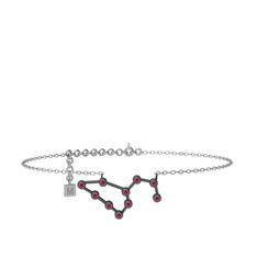 Leo Halhal - Rodolit garnet 925 ayar siyah rodyum kaplama gümüş bilezik (20 cm beyaz altın rolo zincir) #fwyp7u