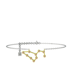 Leo Halhal - Pembe kuvars 8 ayar altın bilezik (20 cm gümüş rolo zincir) #hslf7b