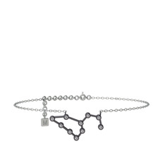 Leo Halhal - Swarovski 925 ayar siyah rodyum kaplama gümüş bilezik (20 cm beyaz altın rolo zincir) #i578ru