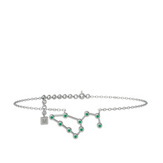 Kök zümrüt 925 ayar gümüş bilezik (20 cm beyaz altın rolo zincir)