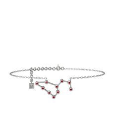 Leo Halhal - Garnet 14 ayar beyaz altın bilezik (20 cm beyaz altın rolo zincir) #p9lbw0