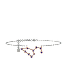 Lab safir 8 ayar rose altın bilezik (20 cm beyaz altın rolo zincir)