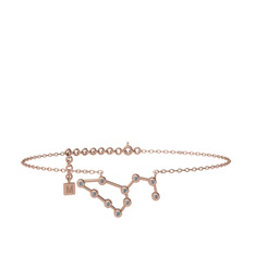 Leo Halhal - Pırlanta 14 ayar rose altın bilezik (0.11 karat, 20 cm gümüş rolo zincir) #sttqvx